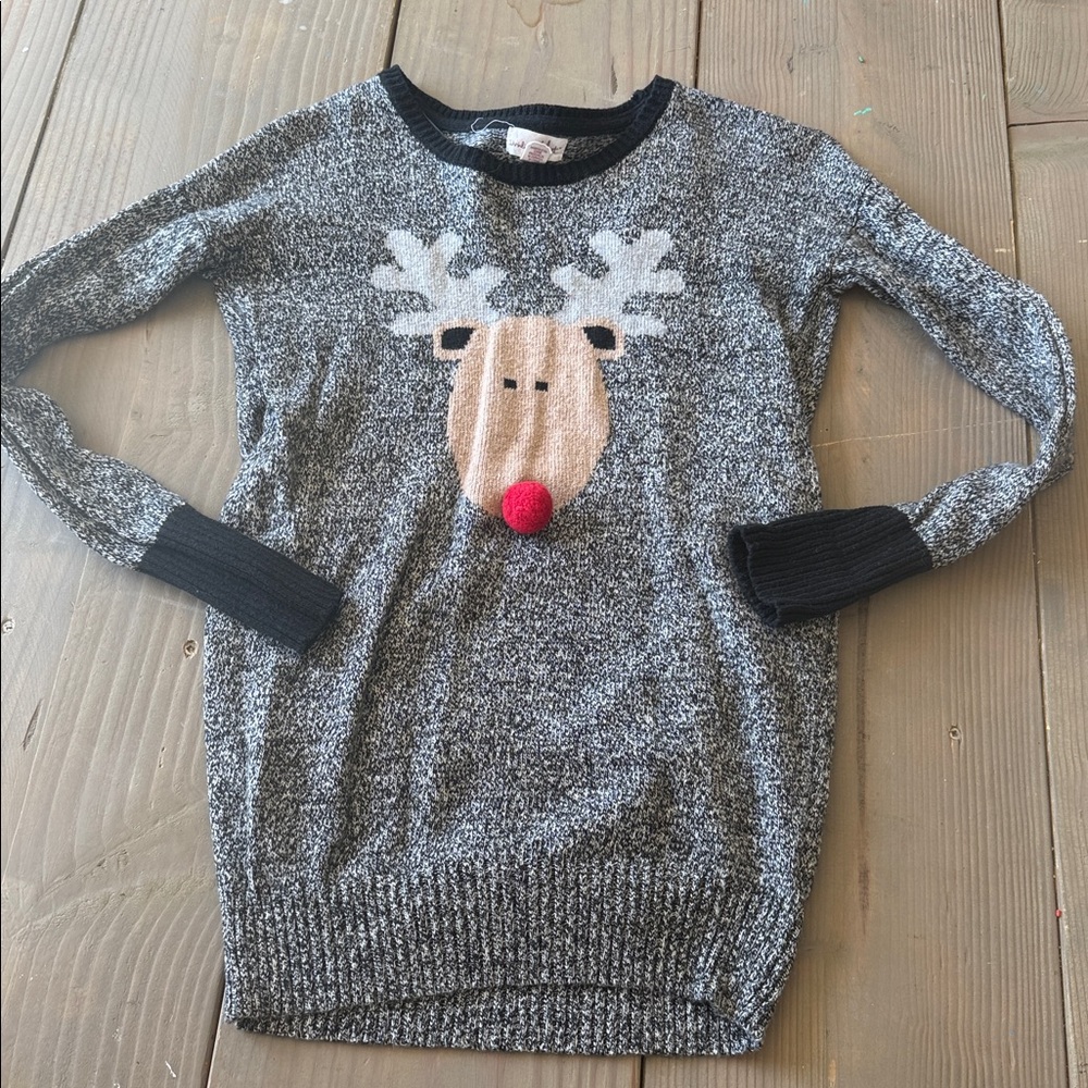 Shrinking Violet Gray Reindeer Sweater